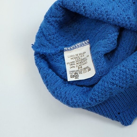 Blue Sleeveless Scalloped Hem Knit Blouse - Medium - Picture 4 of 4